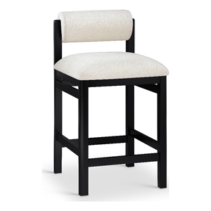 Meridian Furniture Roundhill Cream Linen Textured Fabric Counter Stool