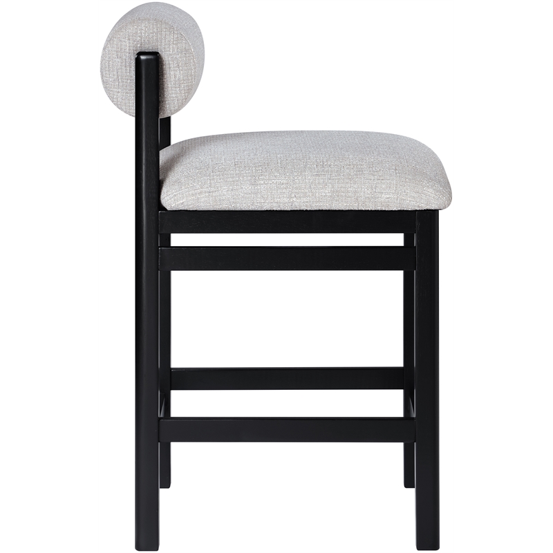 Meridian Furniture Roundhill Grey Linen Textured Fabric Counter Stool