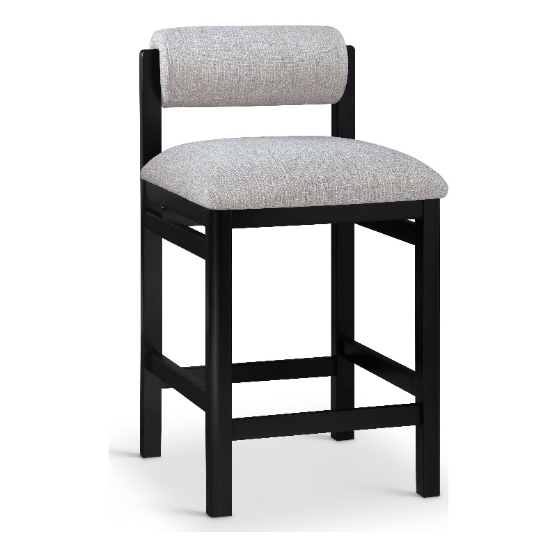 Meridian Furniture Roundhill Grey Linen Textured Fabric Counter Stool