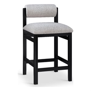 Meridian Furniture Roundhill Grey Linen Textured Fabric Counter Stool