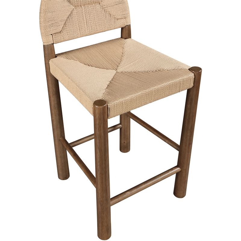 Meridian Furniture Bohemia Beige Woven Seagrass Cord Counter Stool