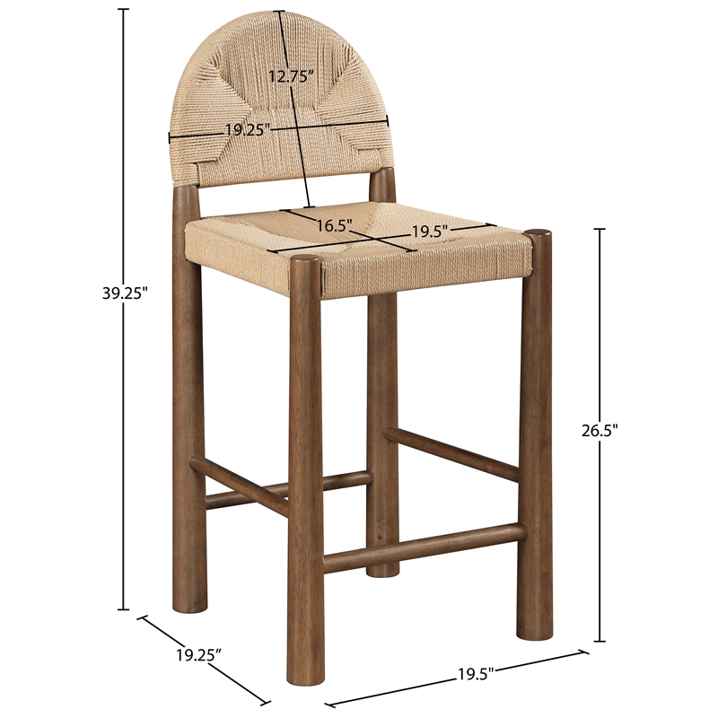 Meridian Furniture Bohemia Beige Woven Seagrass Cord Counter Stool