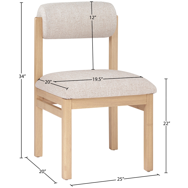 Meridian Furniture Roundhill Beige Linen Textured Fabric Dining Chair (Set of 2)