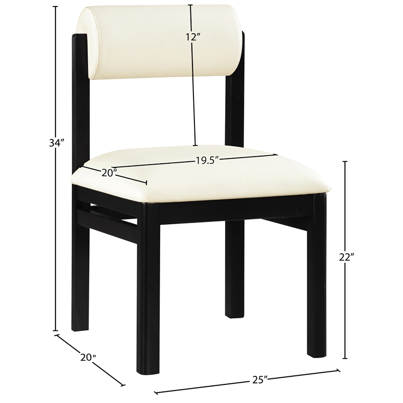 Meridian Furniture Roundhill Cream Vegan Leather Dining Chair (Set of 2)