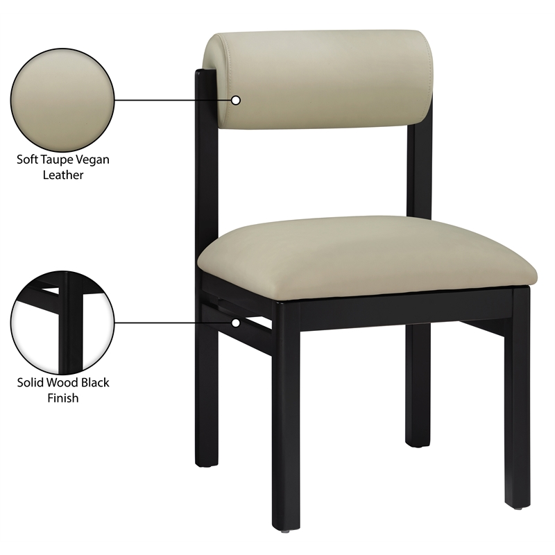 Meridian Furniture Roundhill Taupe Vegan Leather Dining Chair (Set of 2)