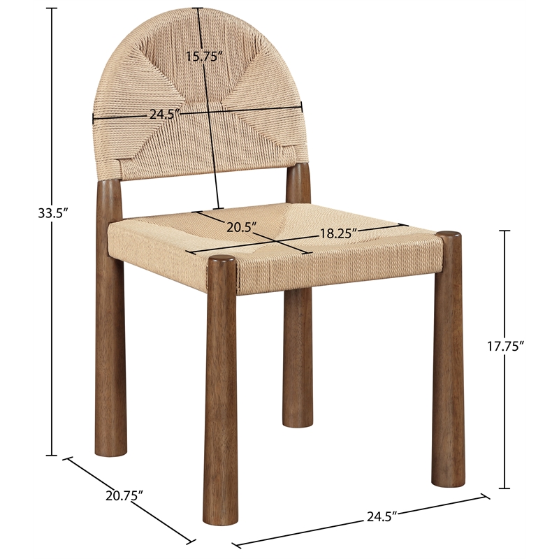 Meridian Furniture Bohemia Beige Woven Seagrass Cord Dining Chair (Set of 2)