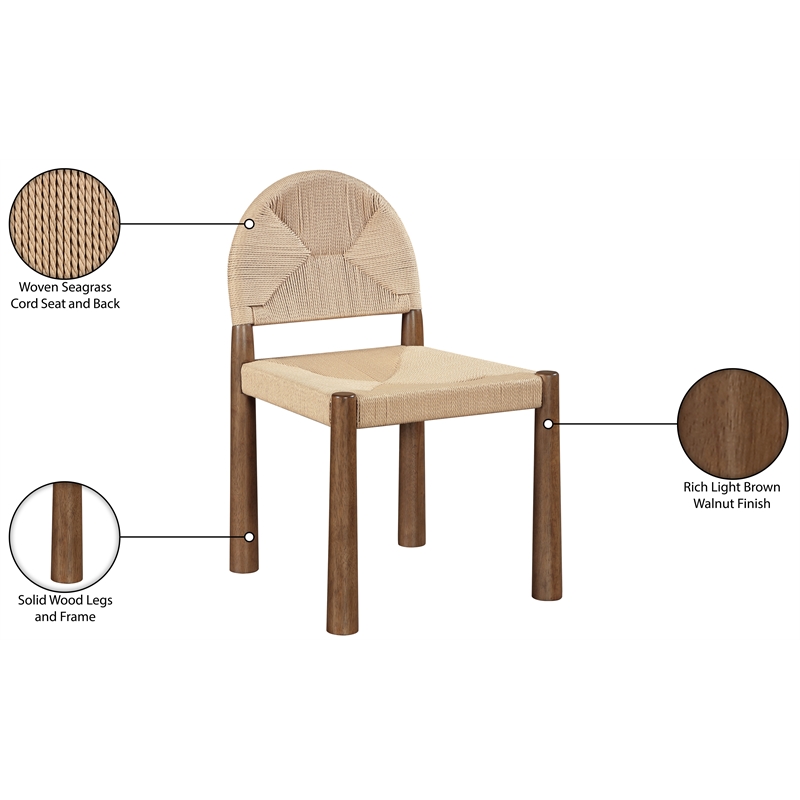 Meridian Furniture Bohemia Beige Woven Seagrass Cord Dining Chair (Set of 2)