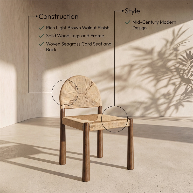 Meridian Furniture Bohemia Beige Woven Seagrass Cord Dining Chair (Set of 2)