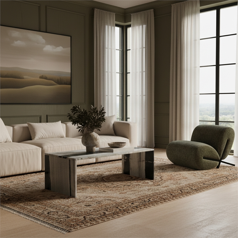 Meridian Furniture Vernazza Panda Marble Coffee Table