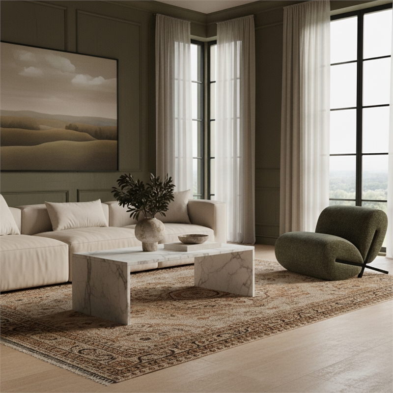 Meridian Furniture Vernazza White Marble Coffee Table