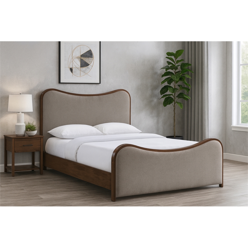 Meridian Furniture Arvada Brown Linen Textured Fabric Upholstered Full Bed