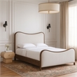 Meridian Furniture Arvada Cream Linen Textured Fabric Upholstered Queen Bed