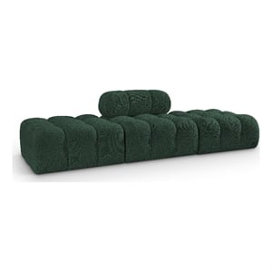 Meridian Furniture Ames 102&quot Green Boucle Fabric Upholstered 3pc. Modular Sofa