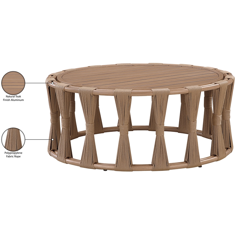 Meridian Furniture San Pietro Natural Aluminum Outdoor Patio Coffee Table