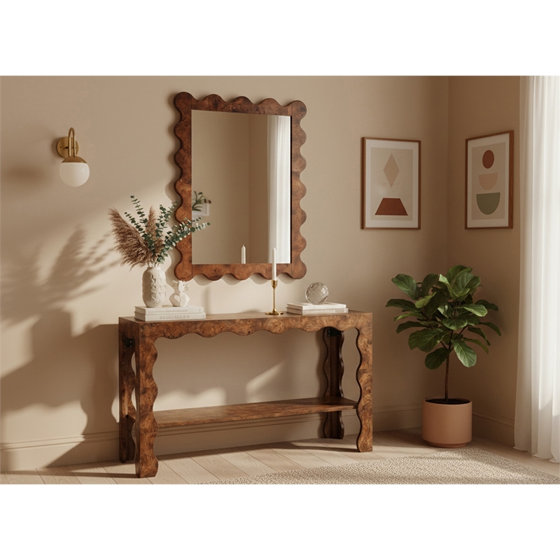 Meridian Furniture Vassa Brown Burl Veneer Mirror