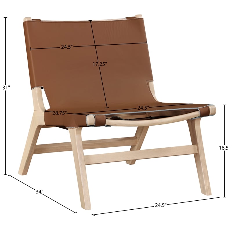 Meridian Furniture Rawlins Cognac Vegan Leather Upholstered Accent Chair