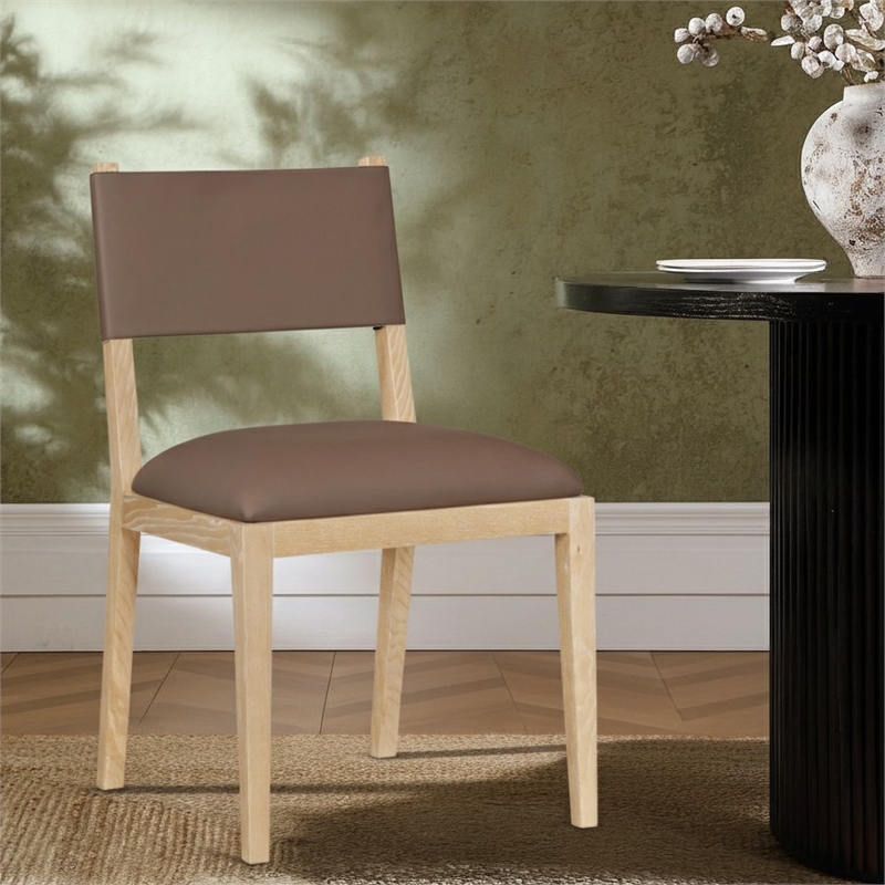 Meridian Furniture Avon Brown Vegan Leather Dining Side Chair (Set of 2)