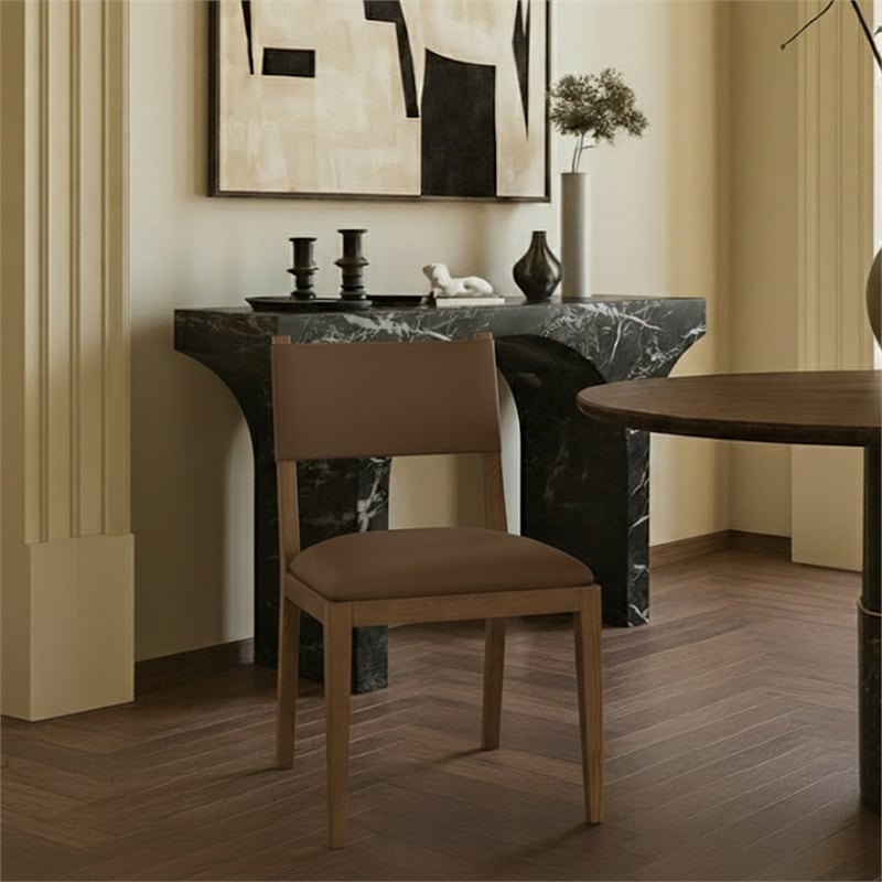 Meridian Furniture Avon Brown Vegan Leather Dining Side Chair (Set of 2)