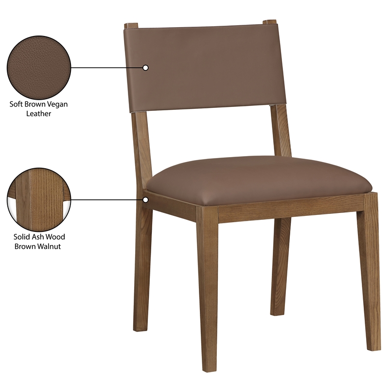 Meridian Furniture Avon Brown Vegan Leather Dining Side Chair (Set of 2)