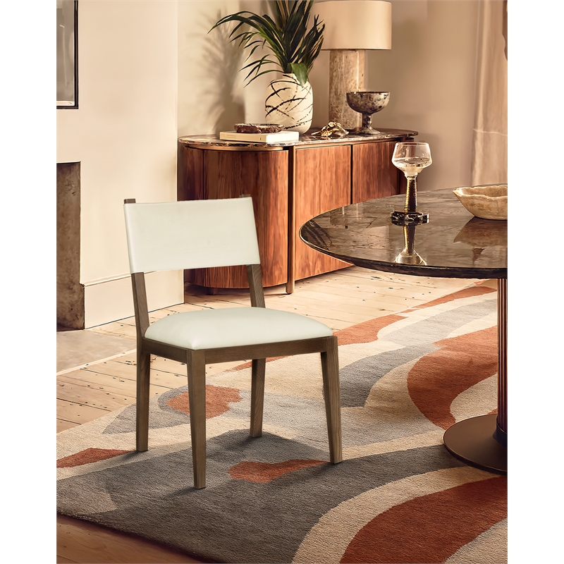 Meridian Furniture Avon Cream Vegan Leather Dining Side Chair (Set of 2)