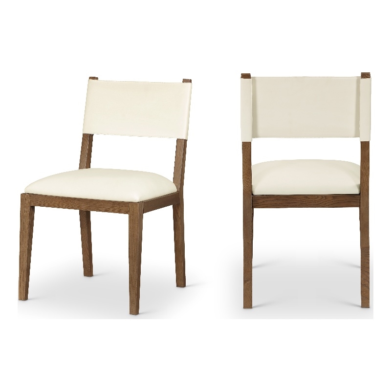 Meridian Furniture Avon Cream Vegan Leather Dining Side Chair (Set of 2)