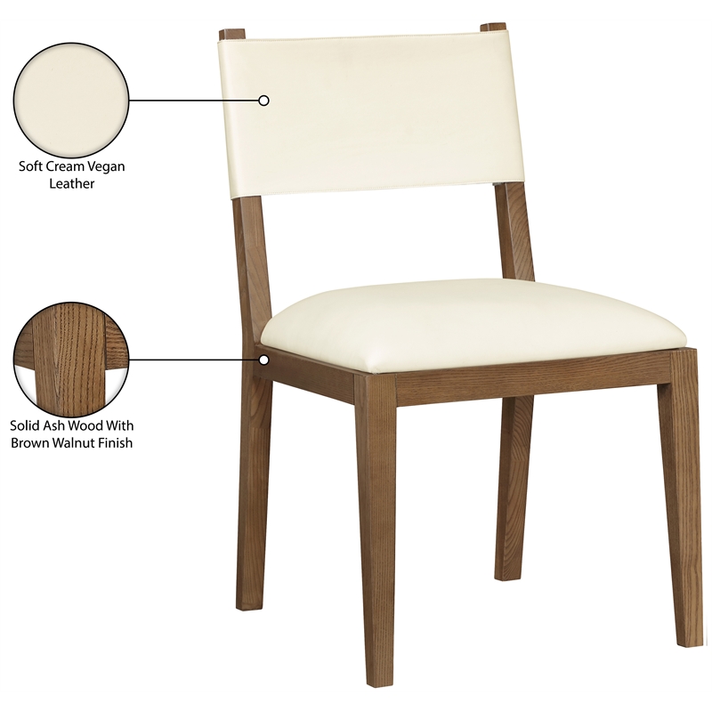Meridian Furniture Avon Cream Vegan Leather Dining Side Chair (Set of 2)