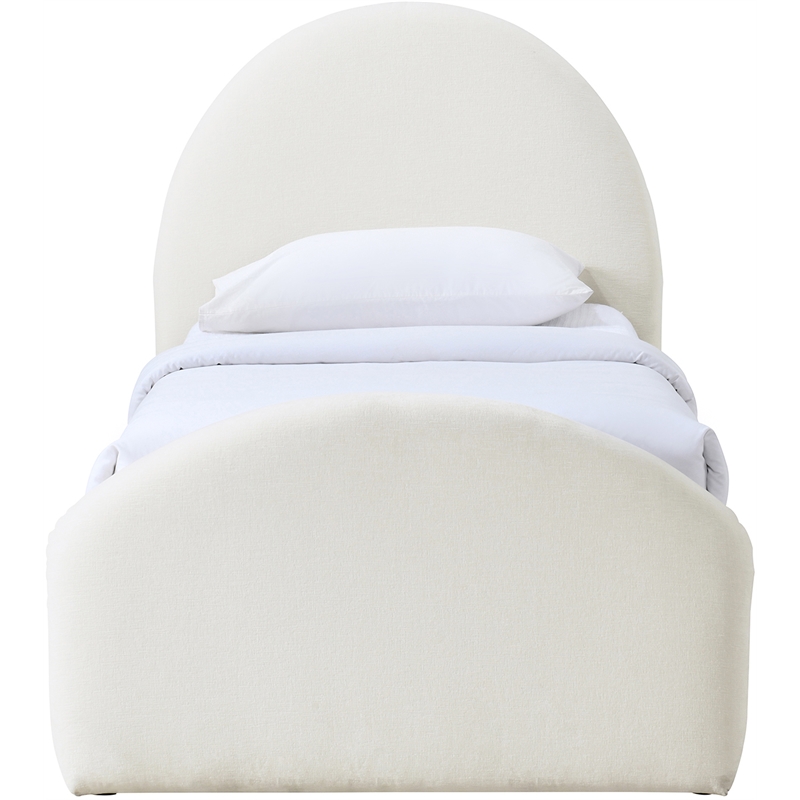 Meridian Furniture Andaz Cream Chenille Fabric Upholstered Twin Bed