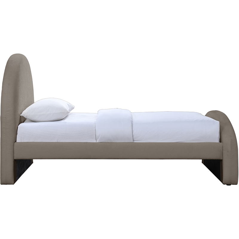 Meridian Furniture Andaz Taupe Chenille Fabric Upholstered Twin Bed