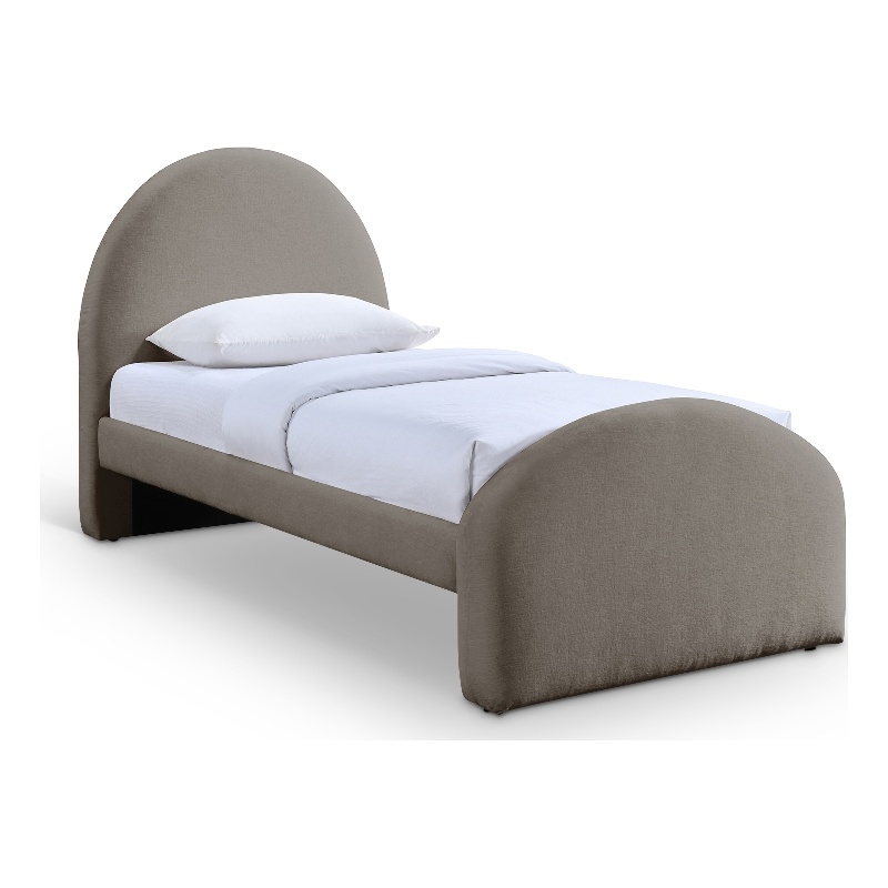 Meridian Furniture Andaz Taupe Chenille Fabric Upholstered Twin Bed