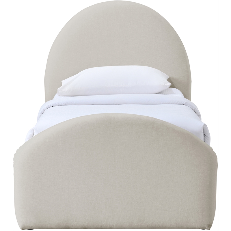 Meridian Furniture Andaz Beige Chenille Fabric Upholstered Twin Trundle Bed