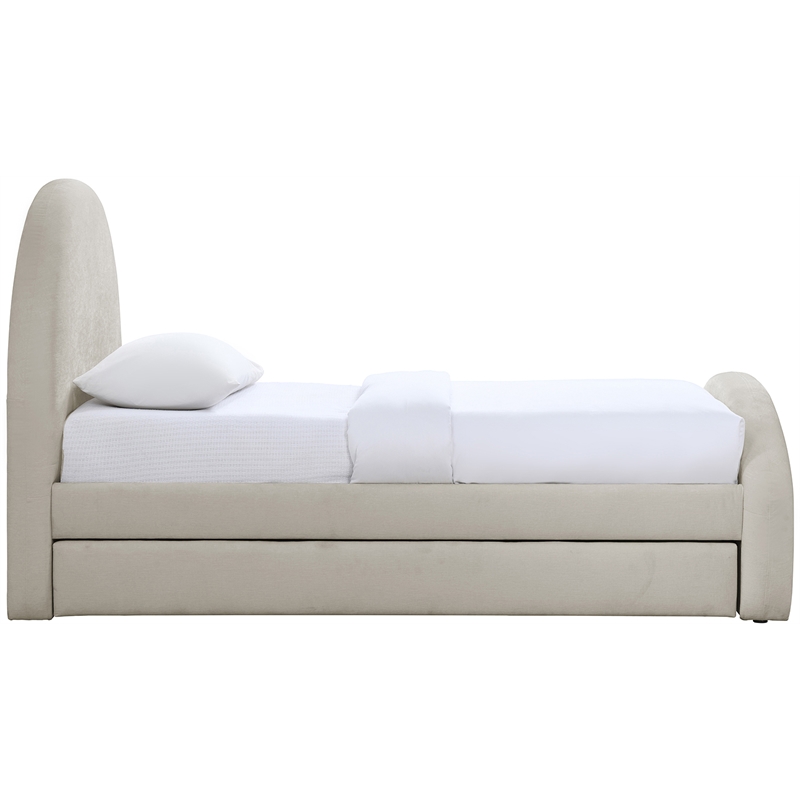 Meridian Furniture Andaz Beige Chenille Fabric Upholstered Twin Trundle Bed