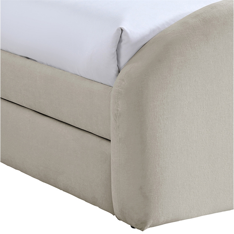 Meridian Furniture Andaz Beige Chenille Fabric Upholstered Twin Trundle Bed