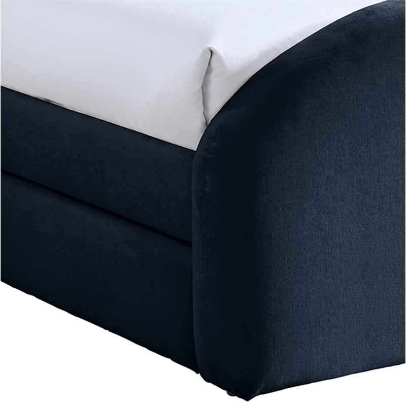 Meridian Furniture Andaz Navy Chenille Fabric Upholstered Twin Trundle Bed