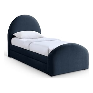 Meridian Furniture Andaz Navy Chenille Fabric Upholstered Twin Trundle Bed