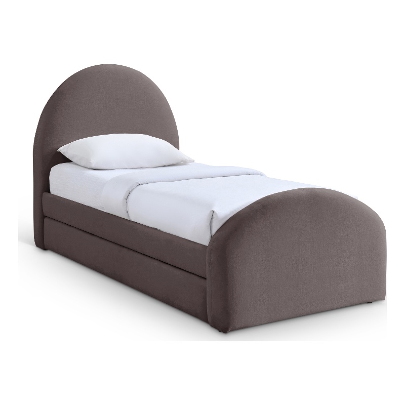 Meridian Furniture Andaz Purple Chenille Fabric Upholstered Twin Trundle Bed