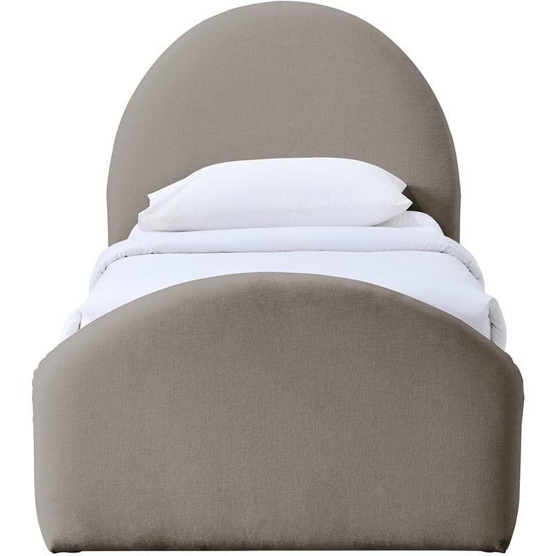 Meridian Furniture Andaz Taupe Chenille Fabric Upholstered Twin Trundle Bed