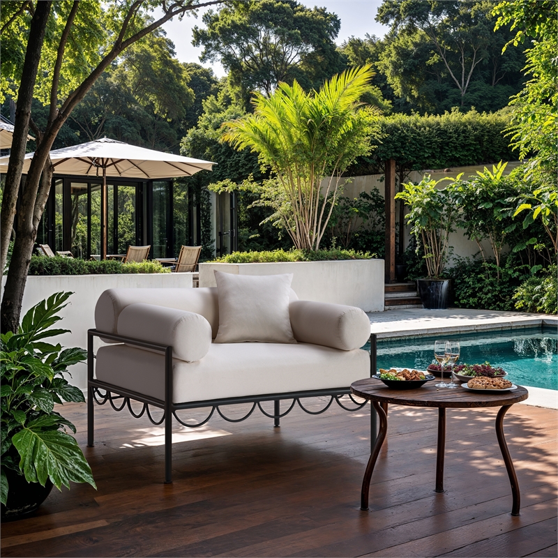 Meridian Furniture Portofino Cream Water Resisting Fabric Patio Chair