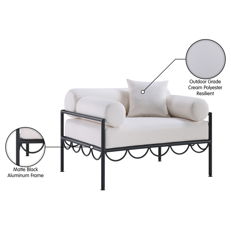 Meridian Furniture Portofino Cream Water Resisting Fabric Patio Chair