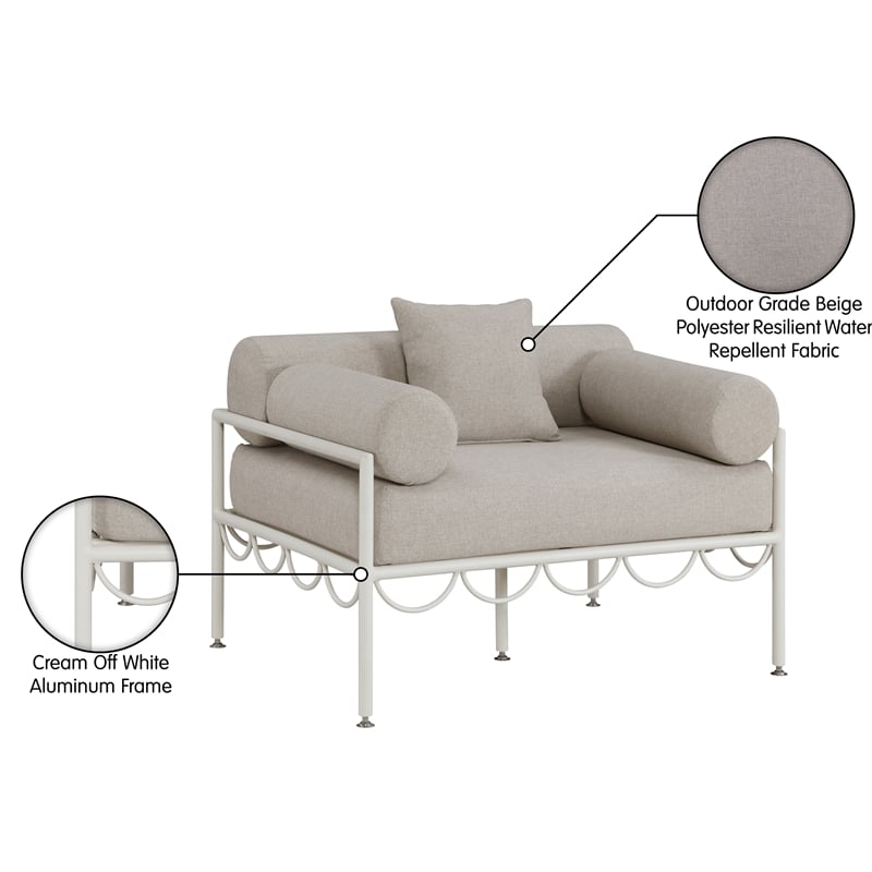 Meridian Furniture Portofino Beige Water Resisting Fabric Patio Chair