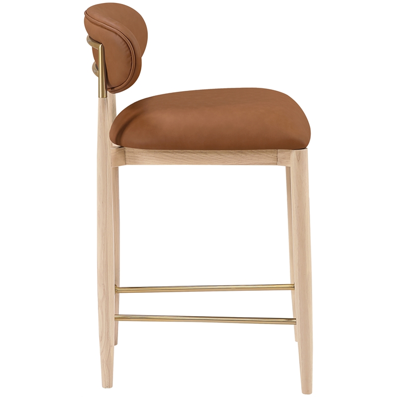 Meridian Furniture Riccio Cognac Vegan Leather Upholstered Stool