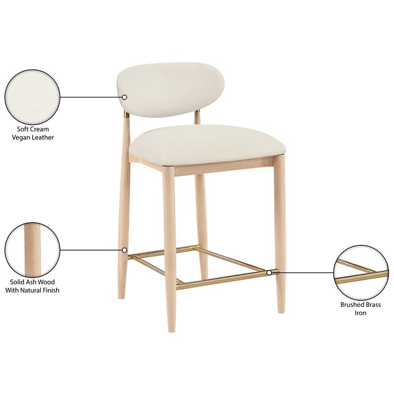 Meridian Furniture Riccio Cream Vegan Leather Upholstered Stool