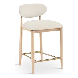 Meridian Furniture Riccio Cream Vegan Leather Upholstered Stool