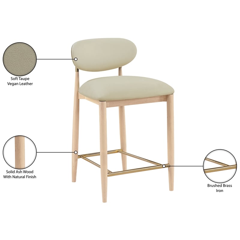 Meridian Furniture Riccio Taupe Vegan Leather Upholstered Stool