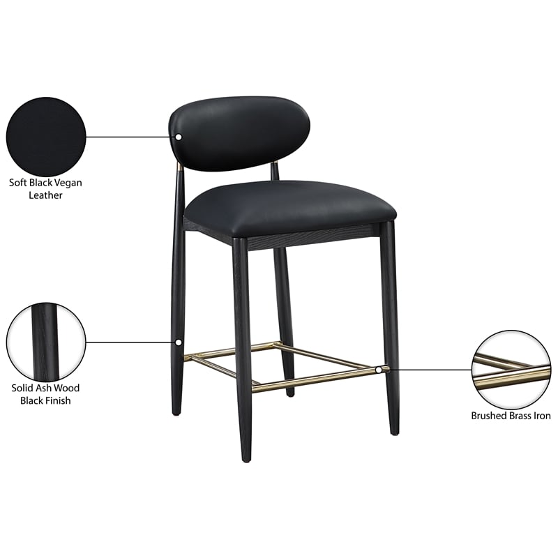 Meridian Furniture Riccio Black Vegan Leather Upholstered Stool