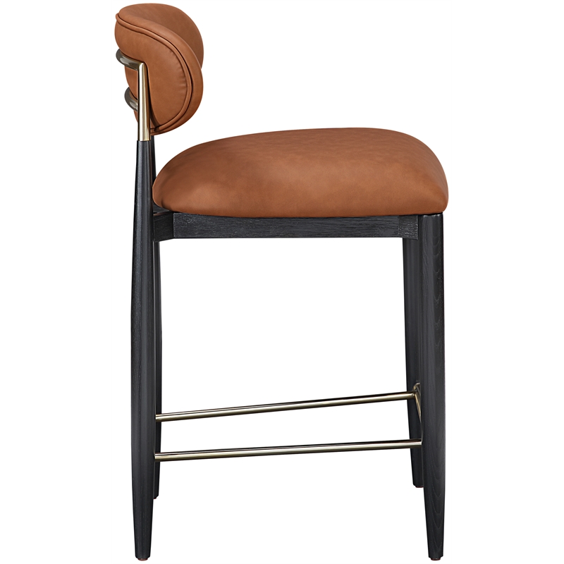 Meridian Furniture Riccio Cognac Vegan Leather Upholstered Stool