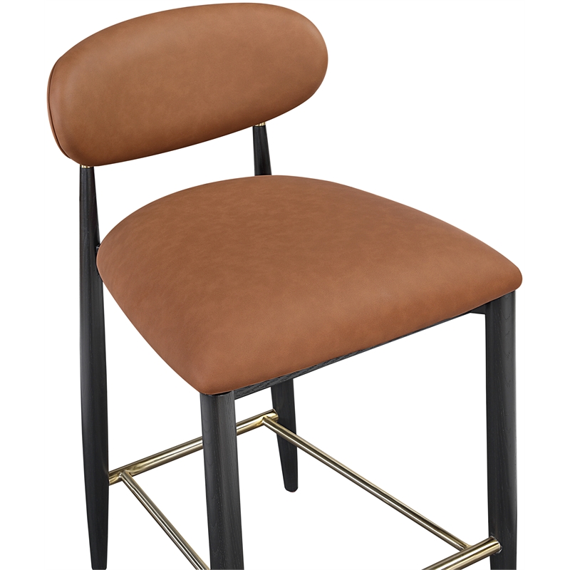 Meridian Furniture Riccio Cognac Vegan Leather Upholstered Stool