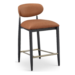 Meridian Furniture Riccio Cognac Vegan Leather Upholstered Stool