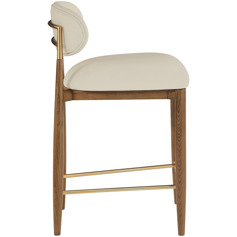 Meridian Furniture Riccio Beige Vegan Leather Upholstered Stool