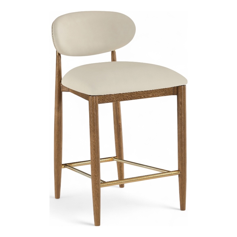 Meridian Furniture Riccio Beige Vegan Leather Upholstered Stool