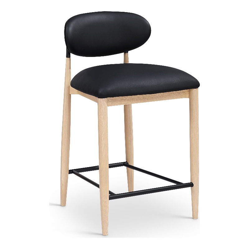 Meridian Furniture Riccio Black Vegan Leather Upholstered Stool